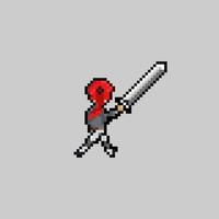 pixel art style, old videogames style, retro style 18 bit female swordman swing one handed sword vector