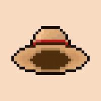 estilo de arte de píxeles, vector de sombrero de paja de estilo de 18 bits