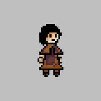 pixel art female villager vector