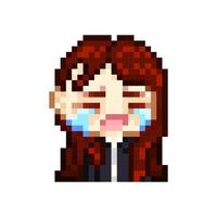 pixel art style, old videogames style, retro style 18 bit cute chibi female office worker with cry expression for twitch or discord vector