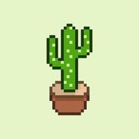 estilo de arte de píxeles, cactus de estilo de 18 bits en el vector de maceta