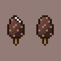 pixel art style, 18 bit ice creame cocholate with hazelnut stick vector