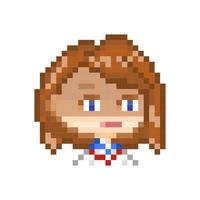 estilo de arte de píxeles, estilo de videojuegos antiguo, estilo retro de 18 bits, chica de secundaria chibi emocionada por la discordia o la contracción vector