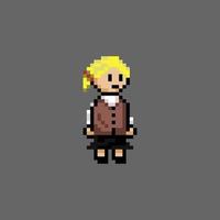 estilo de arte de píxeles, estilo de videojuegos antiguos, chica rubia de 18 bits de estilo retro con uniforme escolar vector