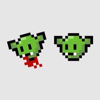 pixel art style, old videogames style, retro style 18 bit head goblin vector