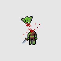 estilo de arte de píxeles, estilo de videojuegos antiguos, vector de goblin de muerte de estilo retro de 18 bits