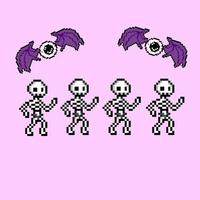 pixel art style, old videogames style, retro style 18 bit skeleton army vector