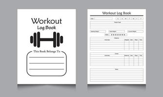 libro de registro de entrenamiento gimnasio entrenamiento rastreador cuaderno interior diario plantilla diseño vector