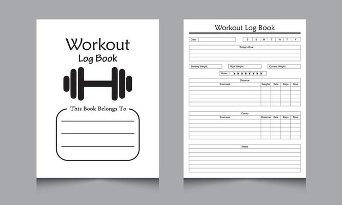 Workout log book interior. Gym workout tracker notebook interior. Interior  of a journal. Daily exercise tracker logbook template. Workout journal  template design. 6082797 Vector Art at Vecteezy