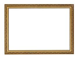 empty narrow golden carved wooden picture frame photo