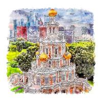 Moscow Russia Watercolor sketch hand drawn illustration vector