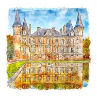 Bordeaux France Watercolor sketch hand drawn illustration vector