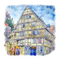 Bad Salzuflen Germany Watercolor sketch hand drawn illustration vector