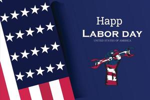 Happy Labor Day Vector design. National american holiday illustration with USA flag. Festive poster or banner with hand lettering.