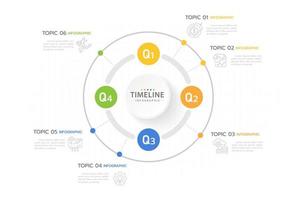 Infographic template for business. 12 Months modern Timeline diagram calendar seperated by quarter, presentation vector infographic.