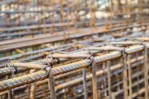 steel rebar for reinforced concrete at building construction site photo