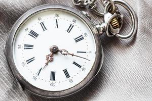 antique pocket watch on textile background photo