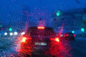 defocused background with view through windshield photo