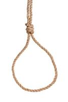 slip noose with scaffold knot tied on jute rope photo