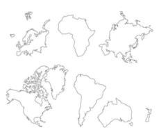 Parts of the world maps outline design. vector illustration.