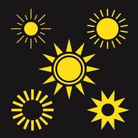 Set of minimal sun designs. vector illustration.