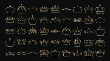 Simple illustration vector gold color crowns icon collection