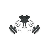 dumbbell with hand symbol vector