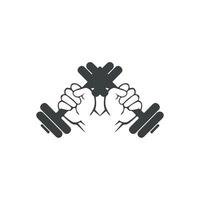 dumbbell with hand symbol vector