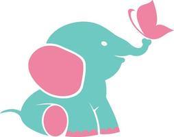 baby elephant with butterfly vector