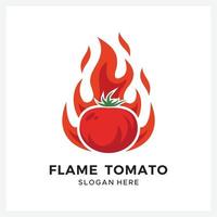 Logo design illustration flame tomato vector