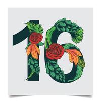 Numbers Vector Colorful Flower Font Stock illustration art