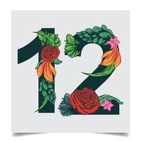 Numbers Vector Colorful Flower Font Stock illustration art