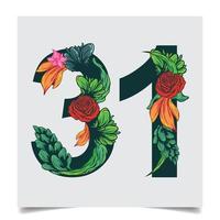 Numbers Vector Colorful Flower Font Stock illustration art