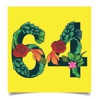 Numbers  vector colorful flower font for your design art