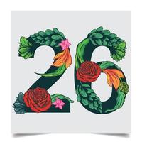 Numbers Vector Colorful Flower Font Stock illustration art