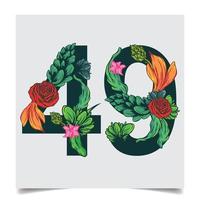 Numbers Vector Colorful Flower Font Stock illustration art