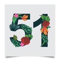 Numbers  vector colorful flower font for your design art