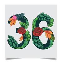 Numbers Vector Colorful Flower Font Stock illustration art