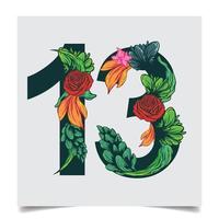 Numbers Vector Colorful Flower Font Stock illustration art