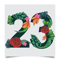 Numbers Vector Colorful Flower Font Stock illustration art