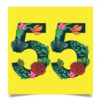 Numbers  vector colorful flower font for your design art