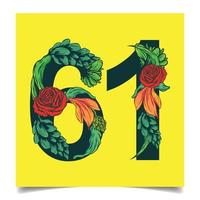 Numbers  vector colorful flower font for your design art