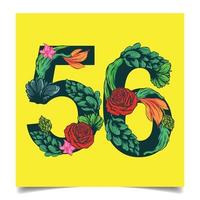 Numbers  vector colorful flower font for your design art