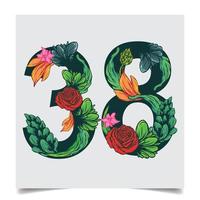 Numbers Vector Colorful Flower Font Stock illustration art