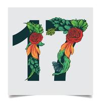 Numbers Vector Colorful Flower Font Stock illustration art