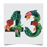 Numbers Vector Colorful Flower Font Stock illustration art