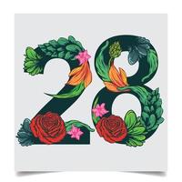 Numbers Vector Colorful Flower Font Stock illustration art