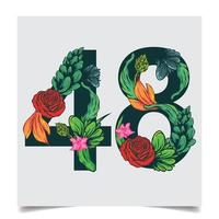 Numbers Vector Colorful Flower Font Stock illustration art