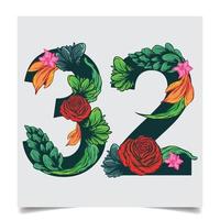 Numbers Vector Colorful Flower Font Stock illustration art