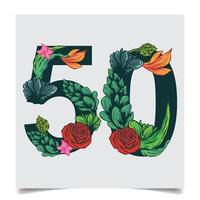 Numbers Vector Colorful Flower Font Stock illustration art